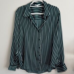 Maurices Dark Green Striped Button Down Shirt